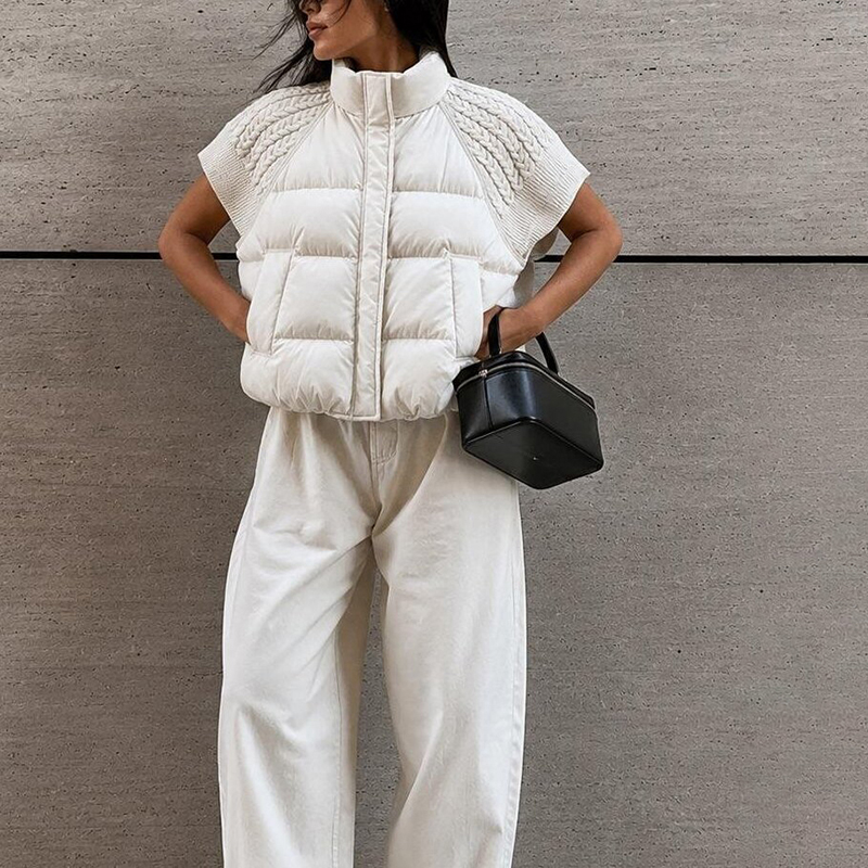 Puffer Vest Padded - Gilet Imbottito Corto da Donna, Senza