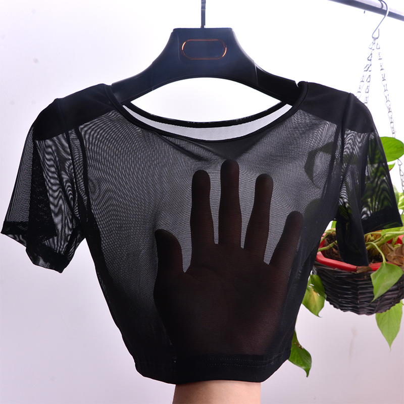 Mesh Top Layering - Maglietta estiva da donna a maniche