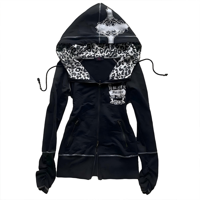 Street Fashion China Beautiful Girls - Felpa con Cappuccio Sportiva Gotica Harajuku,