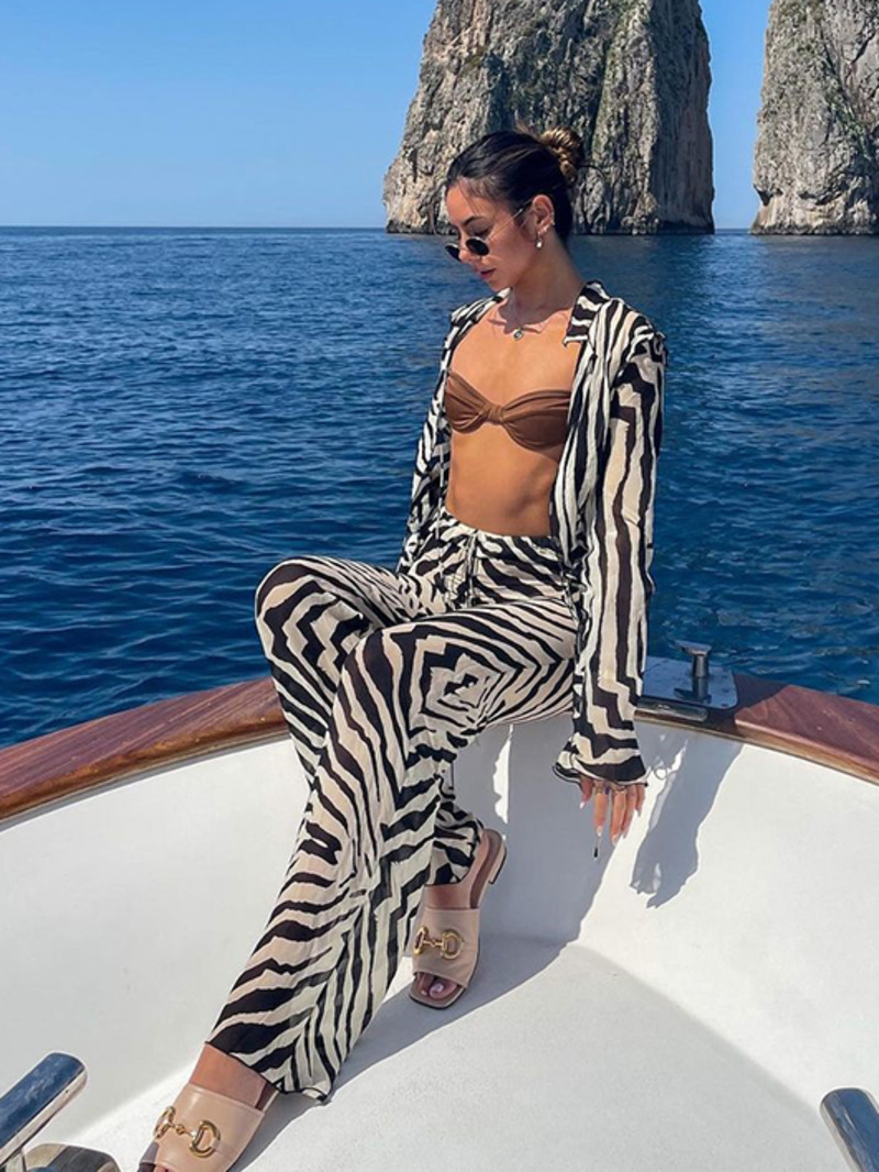 Mesh Top Layering - Maglia con stampa animalier Cravatta a