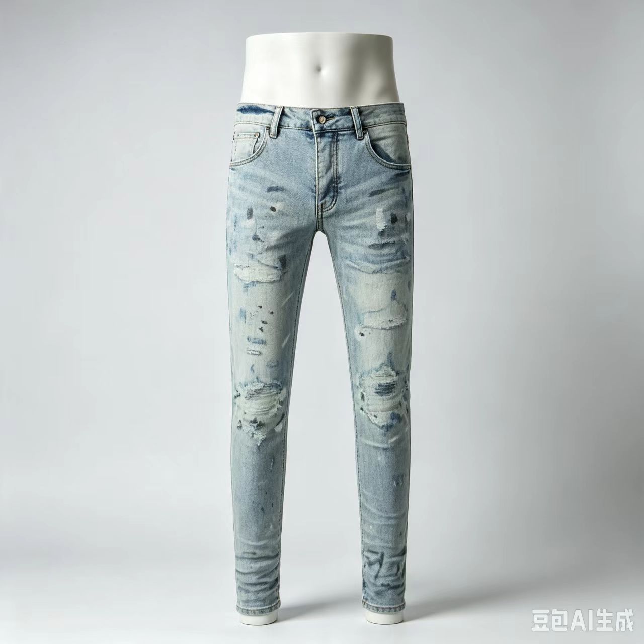 Street Fashion Jeans - Jeans Slim Fit Azzurro Retro Lavato,