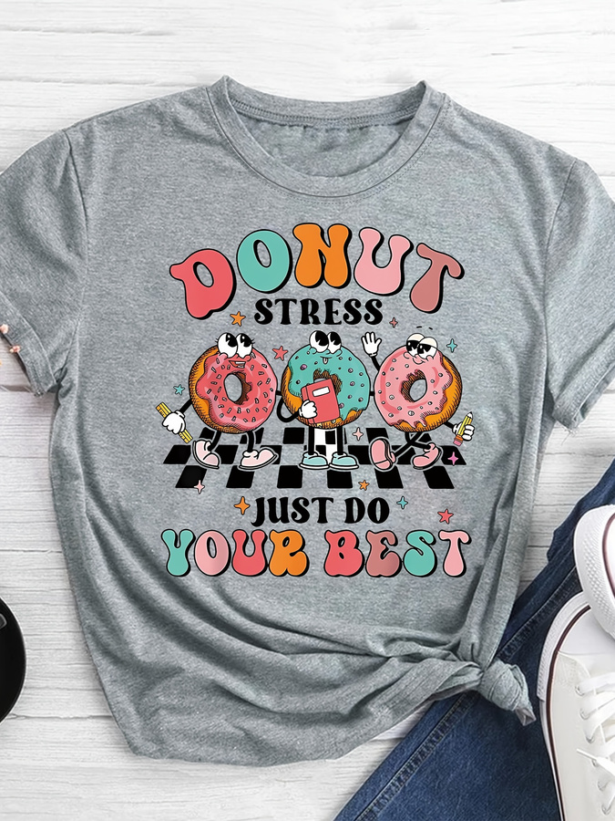 Street Fashion Trends 2025 - T-shirt con stampa Cartoon Donut, top