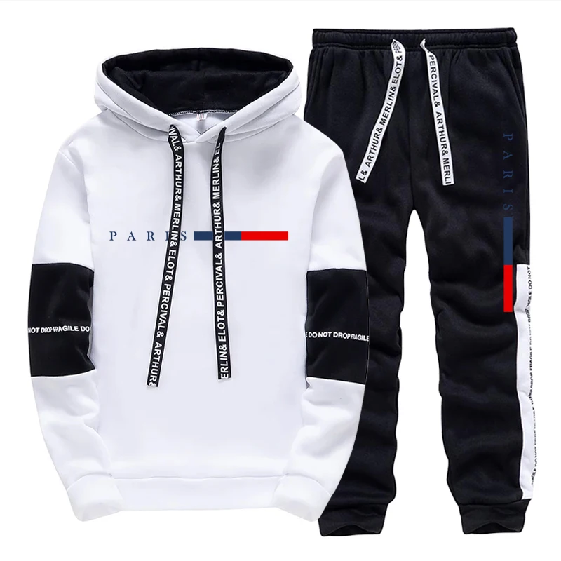 Street Fashion Winter - Set da Uomo/Felpa con Cappuccio/Pantaloni Moda