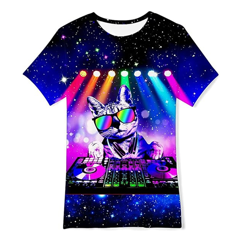 T-shirt Neon Hip Hop con Gatto - Street Fashion Trends 2025 recensione e prezzo
