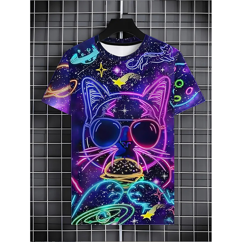 T-shirt Neon Hip Hop con Gatto - Street Fashion Trends 2025 recensione e prezzo